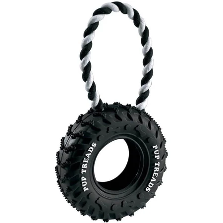 Ferplast Pneumatico con cordino - gioco per cani in cotone e gomma resistente taglia piccola 10,5 x 4,2 x h 23,5 cm