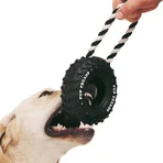 Ferplast Pneumatico con cordino - gioco per cani in cotone e gomma resistente taglia piccola 10,5 x 4,2 x h 23,5 cm