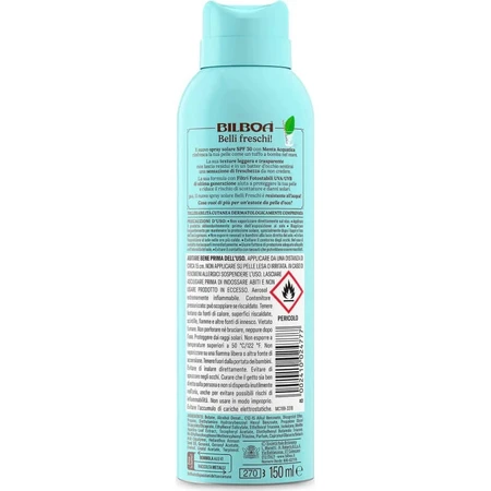 Bilboa SPF 30 Sunscreen Spray, Refreshing, High Protection, 150 ml