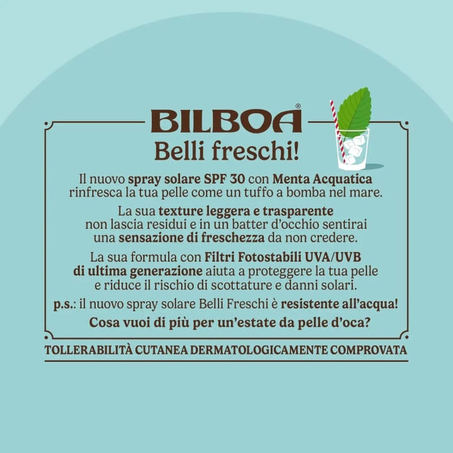 Bilboa SPF 30 Sunscreen Spray, Refreshing, High Protection, 150 ml