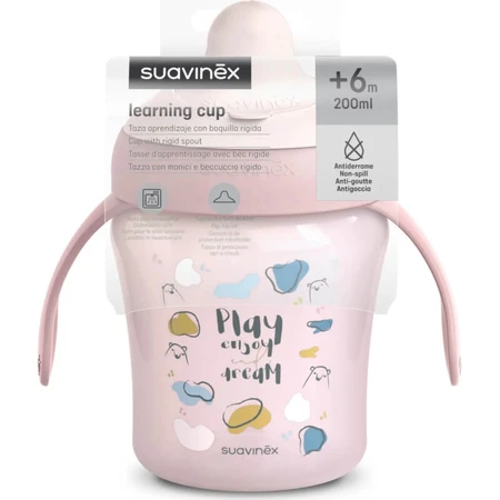 Suavinex My Family Learning Cup +6 mois - Tasse d'apprentissage de 200 ml - rose