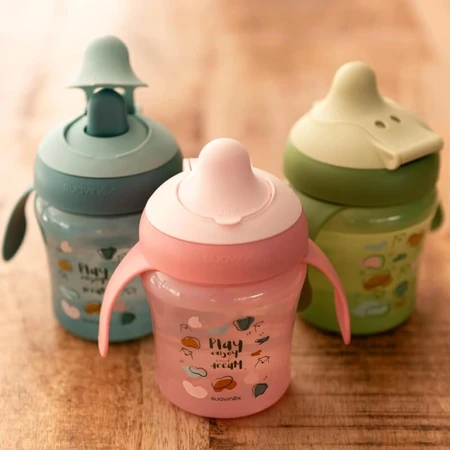 Suavinex My Family Learning Cup +6 mois - Tasse d'apprentissage de 200 ml - rose