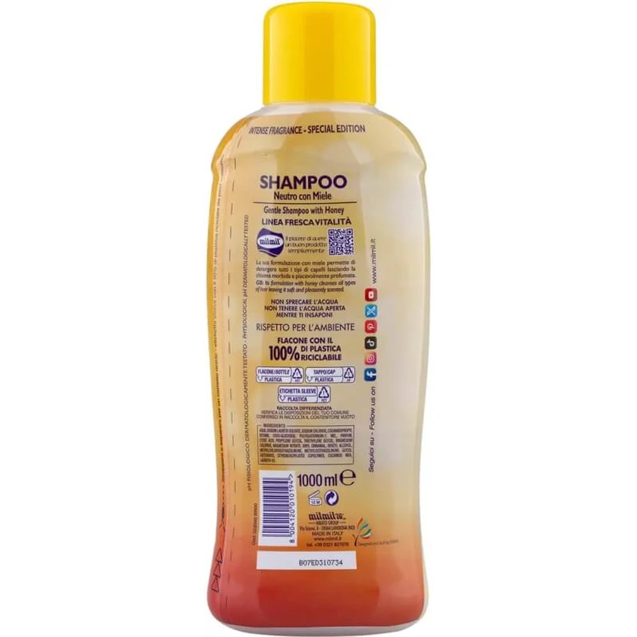 Mil mil Neutral Shampoo for Normal Hair with Honey, 1000 ml