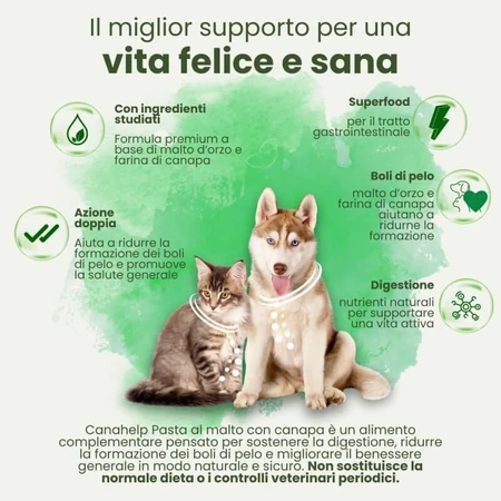 Camon Canahelp Paste - a dietary supplement for dogs and cats, malt paste with hemp, 100 g