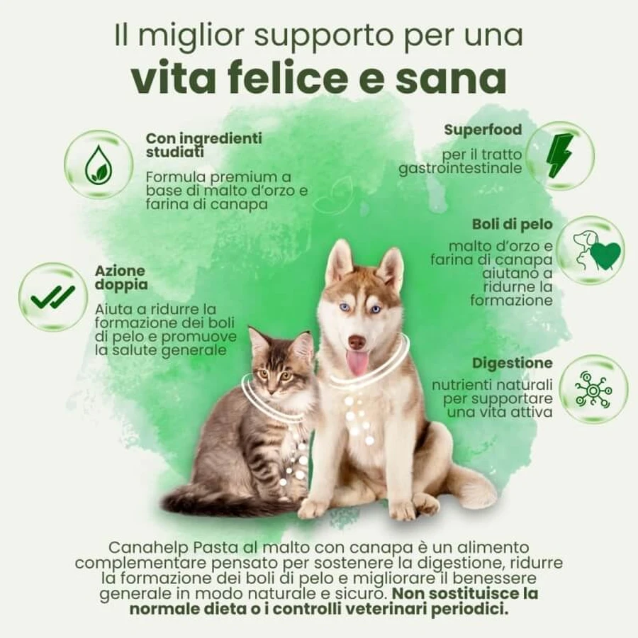 Camon Canahelp Paste - a dietary supplement for dogs and cats, malt paste with hemp, 100 g
