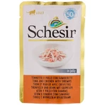 Schesir Atún y pollo con gambas en gelatina - Alimento completo para gatos adultos, 50 g