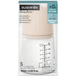 Suavinex Zero Zero Slow +0 m - Biberón anticólicos con flujo lento, 180 ml - Color nude claro