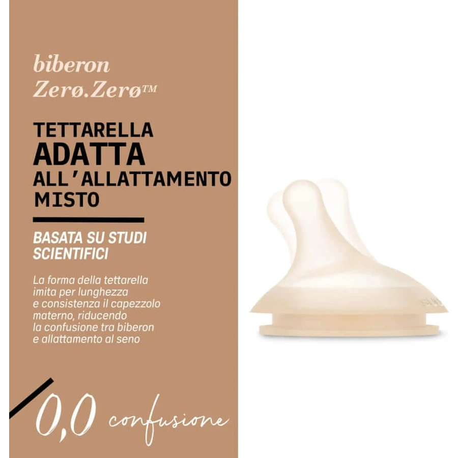 Suavinex Zero Zero Slow +0 m - Biberón anticólicos con flujo lento, 180 ml - Color nude claro