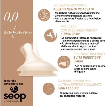 Suavinex Zero Zero Slow +0 m - Biberón anticólicos con flujo lento, 180 ml - Color nude claro