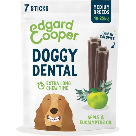 Edgard & Cooper Doggy Dental - Barritas dentales de origen vegetal para perros medianos, con sabor a manzana y eucalipto, 175 g