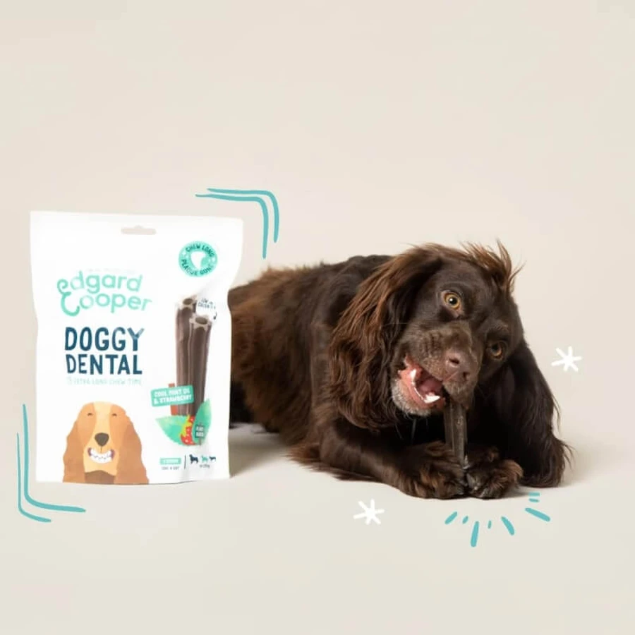 Edgard & Cooper Doggy Dental - Barritas dentales de origen vegetal para perros medianos, con sabor a manzana y eucalipto, 175 g