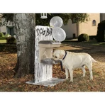 Stand Bama Pet Food Maxi – hrănitoare înălțată, ergonomică, cu două boluri și compartiment de depozitare montat pe perete, din plastic de culoare gri-bej