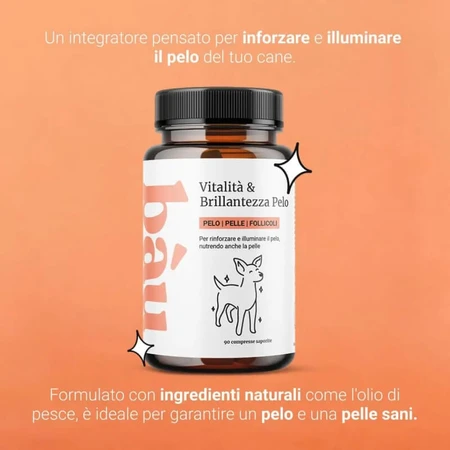 Bau Cosmetics: Vitaliteit &amp; Glans voor de vacht, 90 tabletten – een voedingssupplement voor de vacht van honden