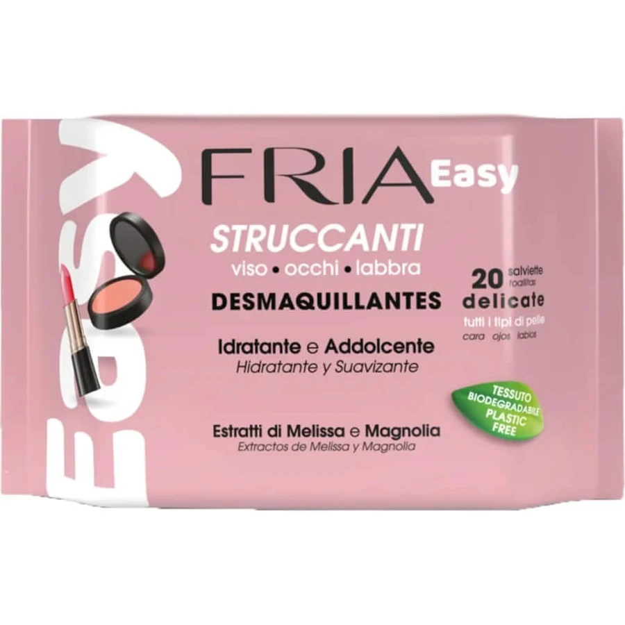 Fria Easy – 20 biologisch abbaubare Make-up-Entferner-Tücher