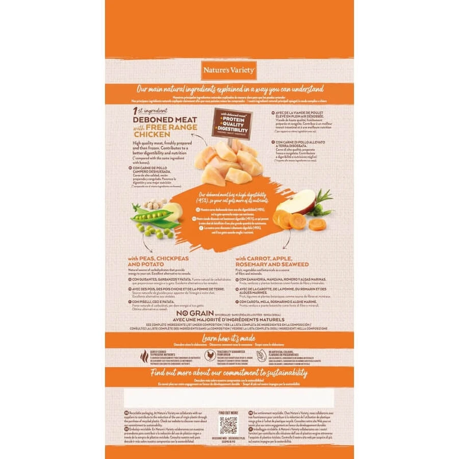 Nature's Variety Selected Chicken - Pienso completo para gatos adultos esterilizados, 1,25 kg