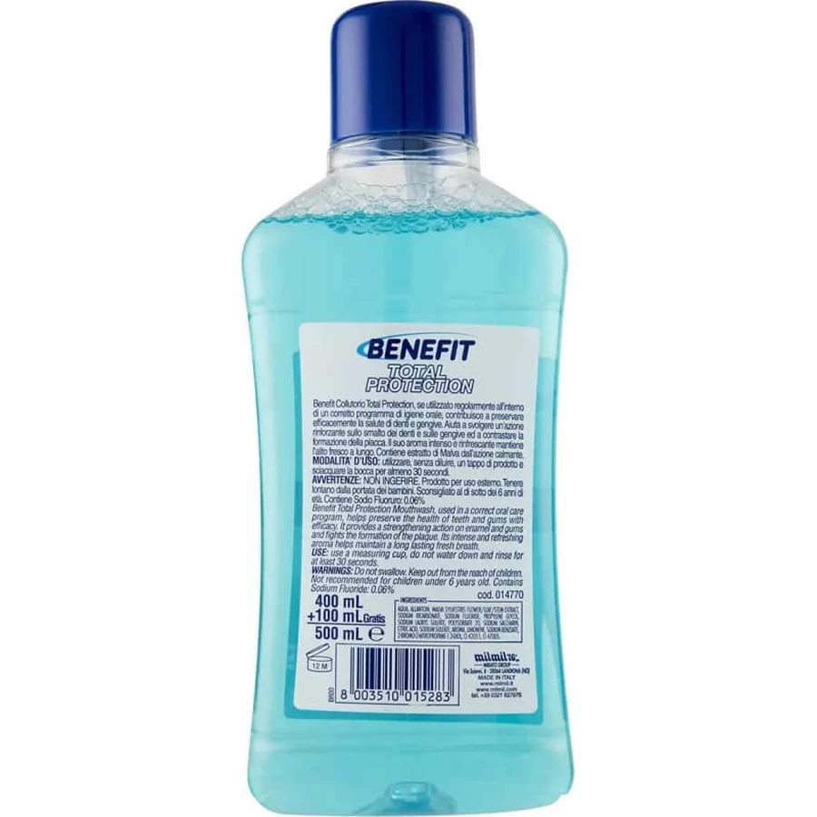 Enjuague bucal Benefit para la boca y los dientes, 400 ml