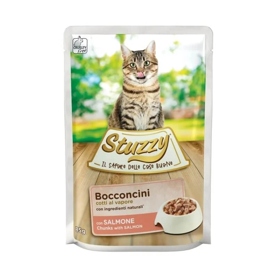 Stuzzy Bocconcini cu somon – hrană completă pentru pisici adulte, 85 g