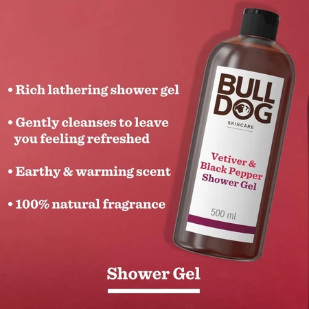 Bulldog Black Pepper &amp; Vetiver Duschgel – Duschgel für Männer, 500 ml