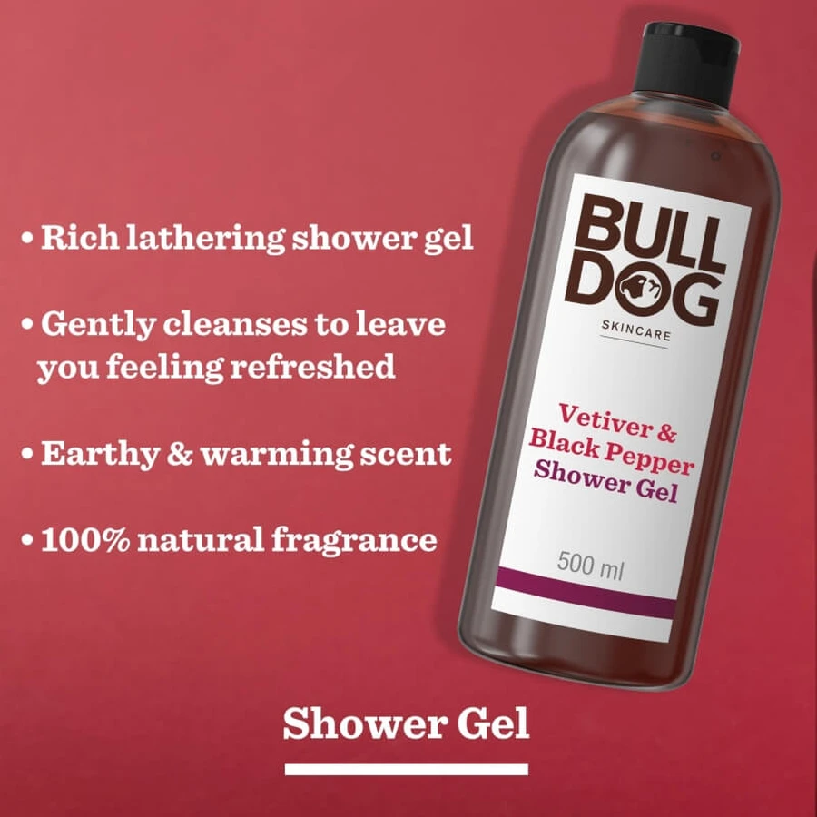 Bulldog Black Pepper &amp; Vetiver Duschgel – Duschgel für Männer, 500 ml