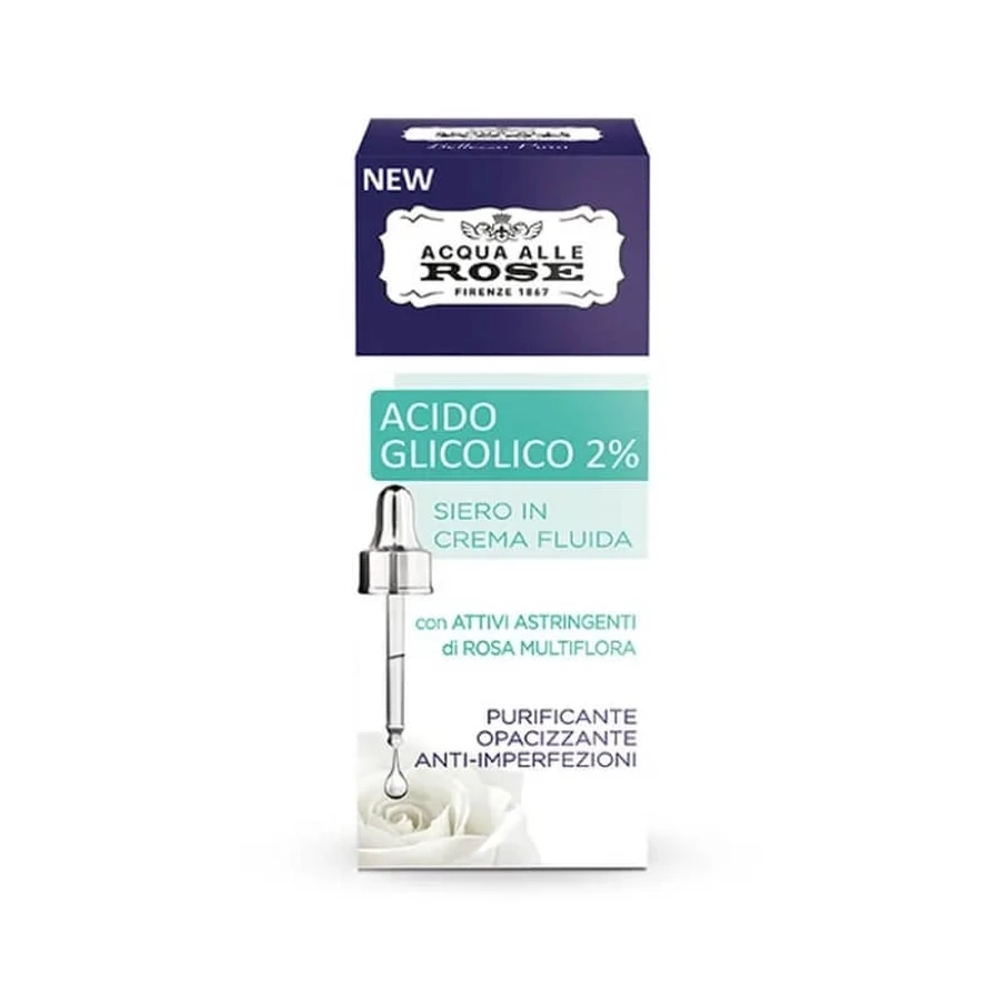 Rose Water with 2% Glycolic Acid - Fluid Cream Serum, 30 ml