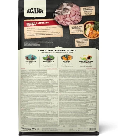 Receta Acana Sport & Agility: alimento completo para perros adultos activos, 11,4 kg