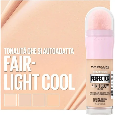 Maybelline Instant Age Rewind Perfector 4-in-1 Glow Makeup - Illuminating Foundation - No. 0.5 Fair Light Cool