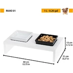 Ferplast Maki 01 – tavă înălțată din lemn pentru boluri, cu 2 boluri din ceramică pentru câini și pisici