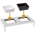 Ferplast Maki 01 – tavă înălțată din lemn pentru boluri, cu 2 boluri din ceramică pentru câini și pisici