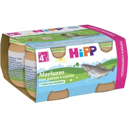 Hipp Kabeljau mit Kartoffeln und Möhren – Babynahrung, 4 x 80 g