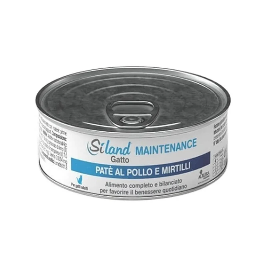 Aurora Biofarma Siland Maintenance : pâté au poulet et aux myrtilles - Aliment complet pour chats adultes, 85 g
