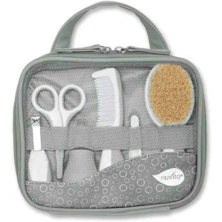 Nuvita Hygiëne- en verzorgingsset voor pasgeborenen - 9 accessoires met opbergzakje, vanaf 0 maanden, groen