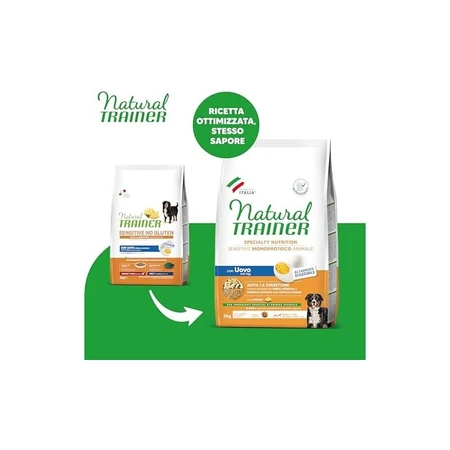 Natural Trainer Sensitive — gluten-, ei- en graanvrij — complete voeding voor volwassen middelgrote en grote honden, 3 kg