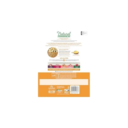 Natural Trainer Sensitive — gluten-, ei- en graanvrij — complete voeding voor volwassen middelgrote en grote honden, 3 kg