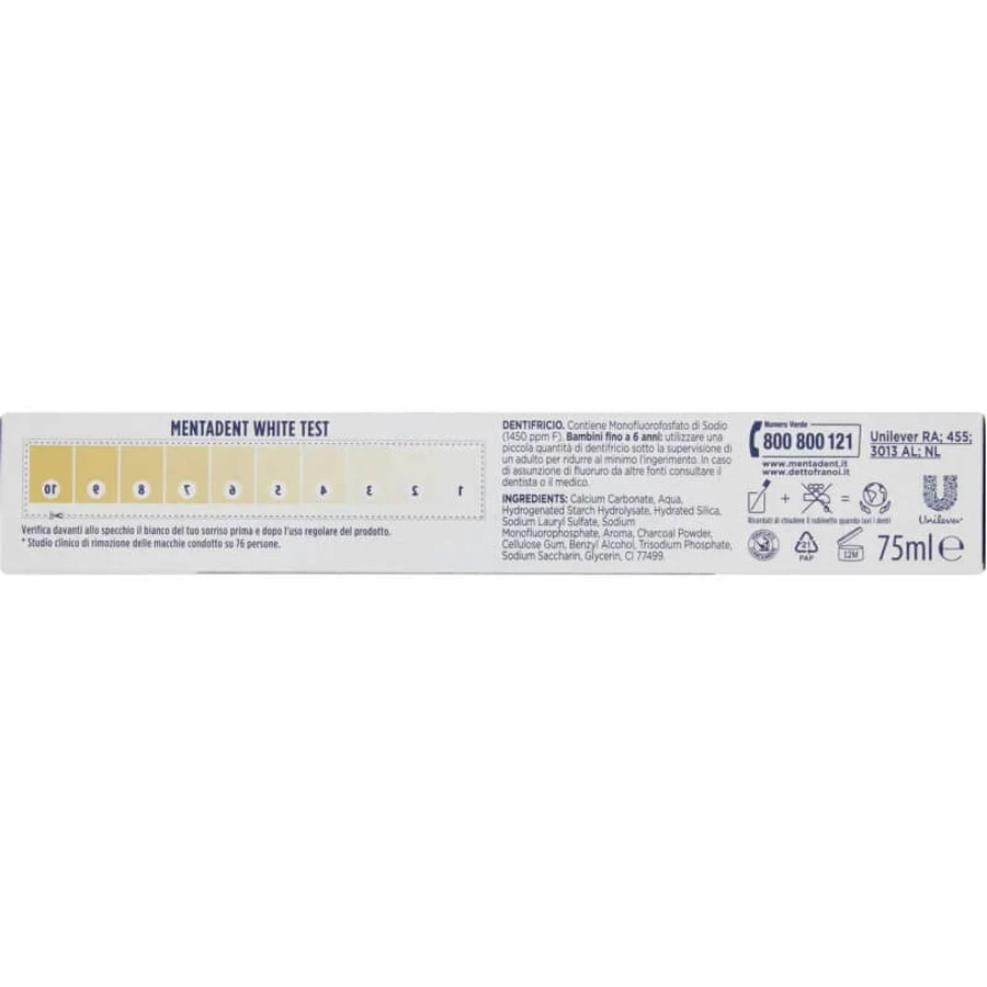 Mentadent White Activated Charcoal - Whitening Toothpaste 75 ml