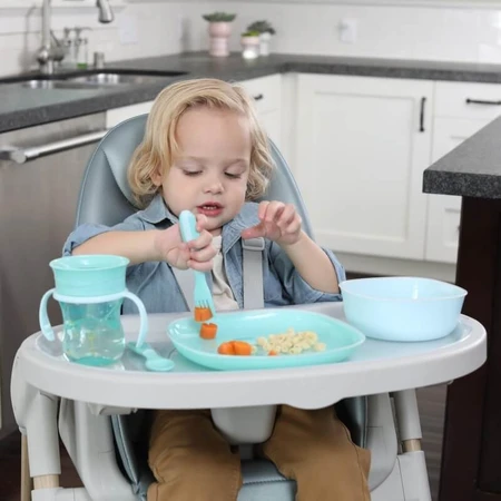 Chicco-set voor bijvoeding vanaf 12 maanden – Set met beker, kom, antislip-plat bord, vork en roze lepel