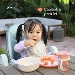 Chicco-set voor bijvoeding vanaf 12 maanden – Set met beker, kom, antislip-plat bord, vork en roze lepel
