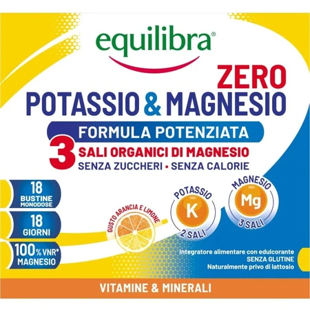 Equilibra Kalium & Magnesium Zero 3 – verbesserte Rezeptur, 18 Beutel – Nahrungsergänzungsmittel zur Steigerung der Energie
