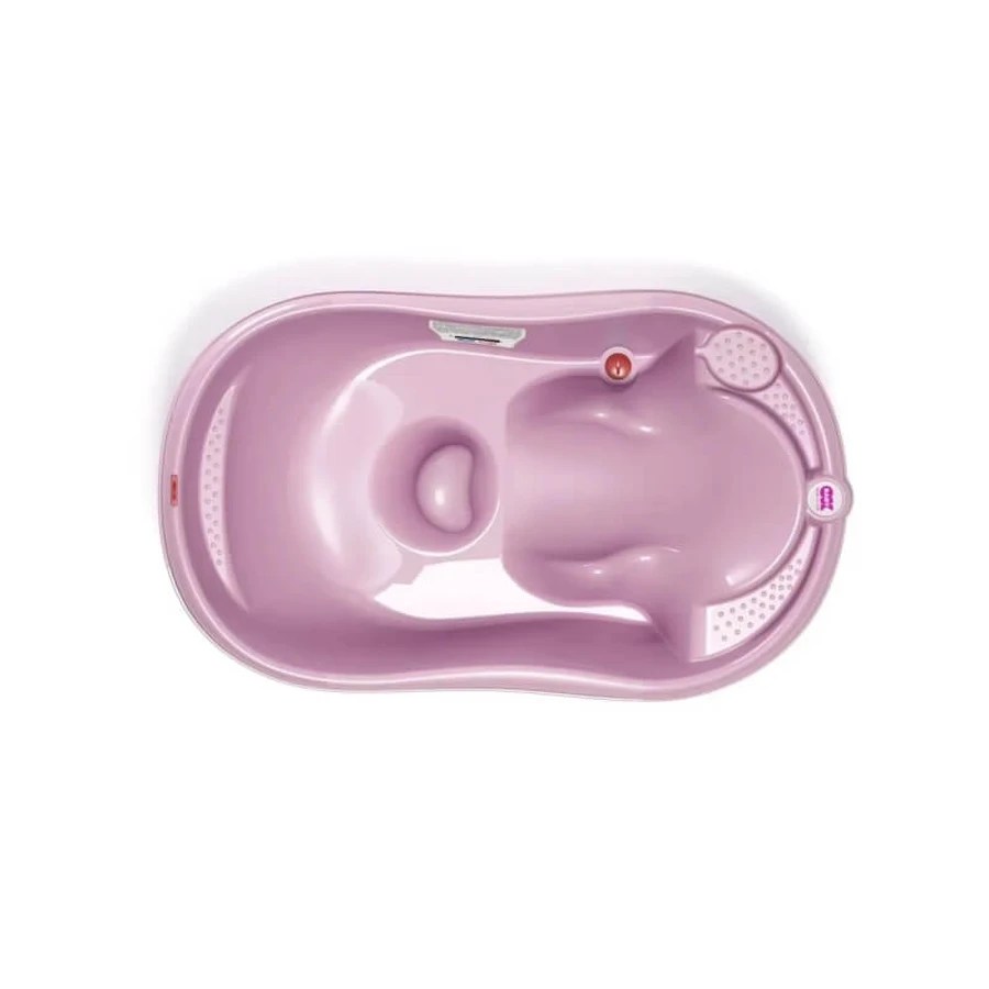 Okbaby Onda - Baby Bath Tub with Thermometer and Slide, 0–12 Months - Pink
