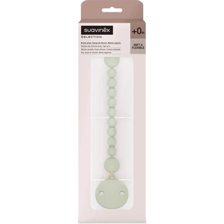 Suavinex Selection Color Essence 0m+ – Schnullerhalter aus Silikon – Grün
