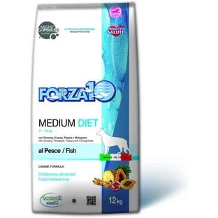 Forza10 Forza 10 Medium Diet mit Fisch – Alleinfuttermittel für erwachsene Hunde mit Nahrungsmittelunverträglichkeiten, 12 kg