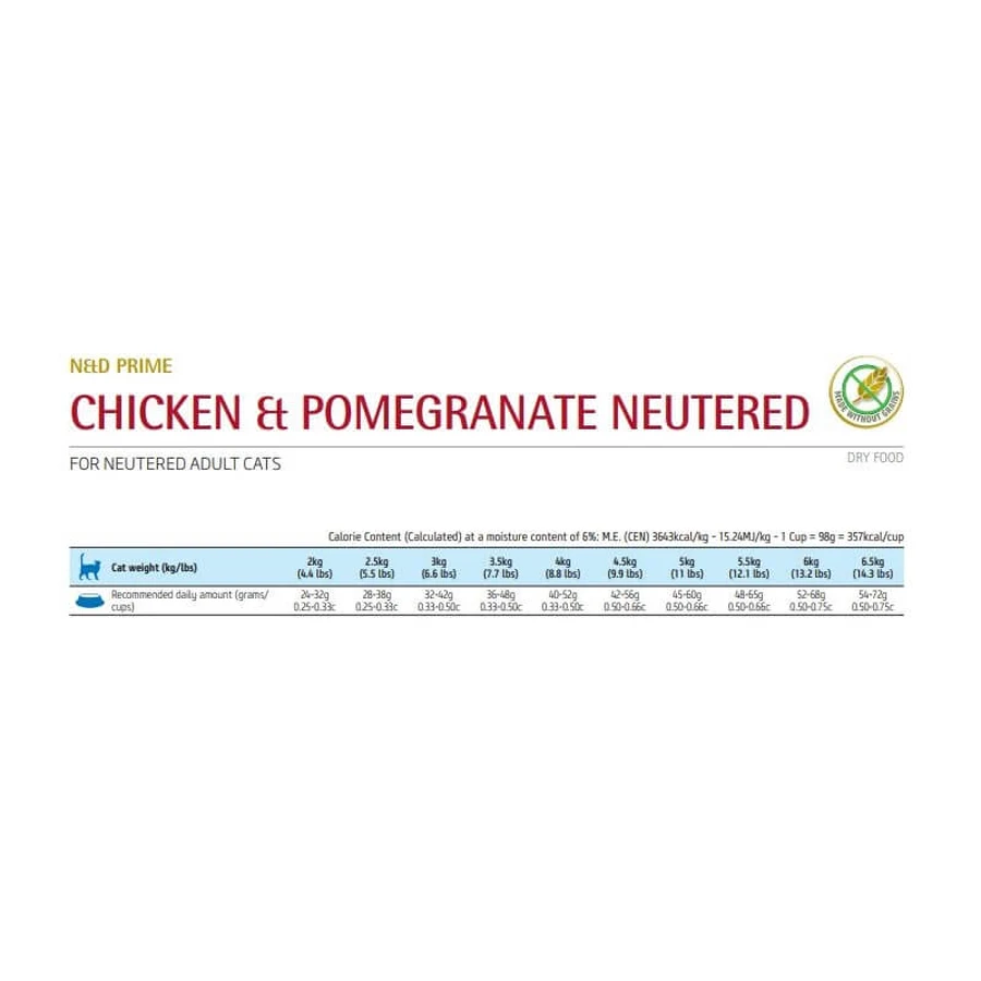 Farmina N&amp;d Prime Neutered Adult Chicken &amp; Pomegranate - Complete Cat Food, 300 g