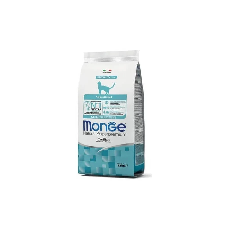 Monge Sterilised Cod - Dry Food for Neutered Cats, 1.5 kg