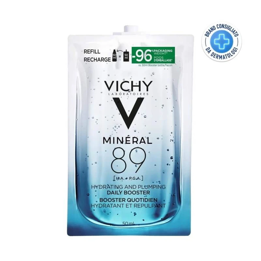 Vichy Minéral 89 - Daily Fortifying and Plumping Face Serum, Eco Recharge, 50 ml