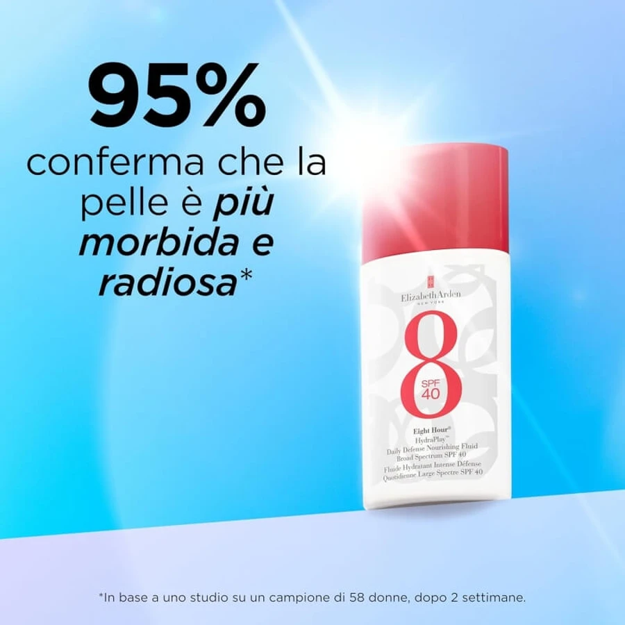 Elizabeth Arden Gezichtszonnebrandcrème SPF 40 Eight Hour Hydraplay Daily Defense Voedende Fluid Breedspectrum Hoge bescherming 50 ml