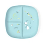 Plato con compartimentos Chicco - Plato azul claro de 3 compartimentos, a partir de los 12 meses