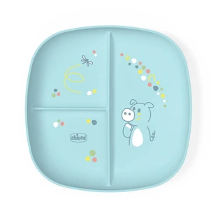 Plato con compartimentos Chicco - Plato azul claro de 3 compartimentos, a partir de los 12 meses