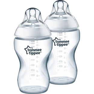 Tommee Tippee Closer to Nature - 2 biberones con tetinas de silicona blancas de flujo medio, a partir de los 3 meses, 340 ml