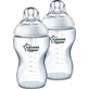 Tommee Tippee Closer to Nature - 2 biberones con tetinas de silicona blancas de flujo medio, a partir de los 3 meses, 340 ml