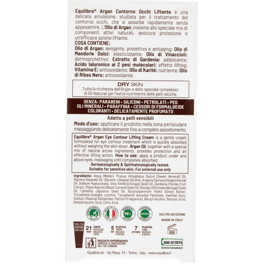 Equilibra Argan - Oogcrème 15 ml
