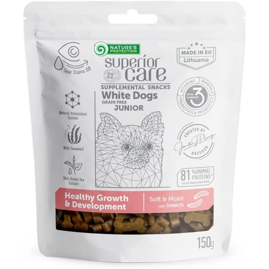 Nature's Protection Superior Care Snack für weiße Junghunde mit Insekten – Ergänzungsfuttermittel für Welpen, 150 g